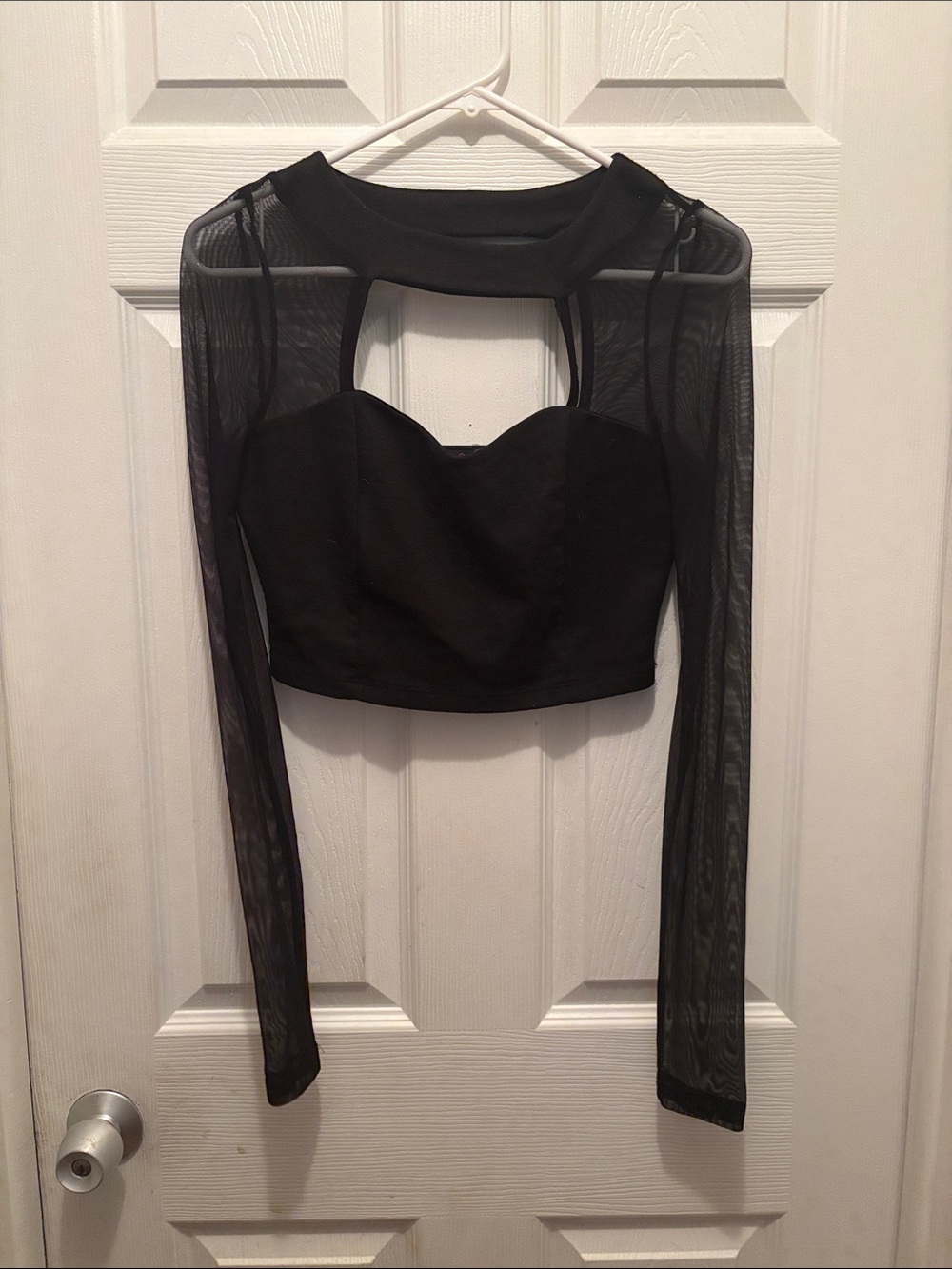 Body Central Black Mesh Sweetheart Crop Top